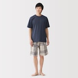 紳士　残反を使った　マドラスチェック　ショートパンツ