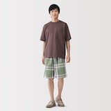 紳士　残反を使った　マドラスチェック　ショートパンツ