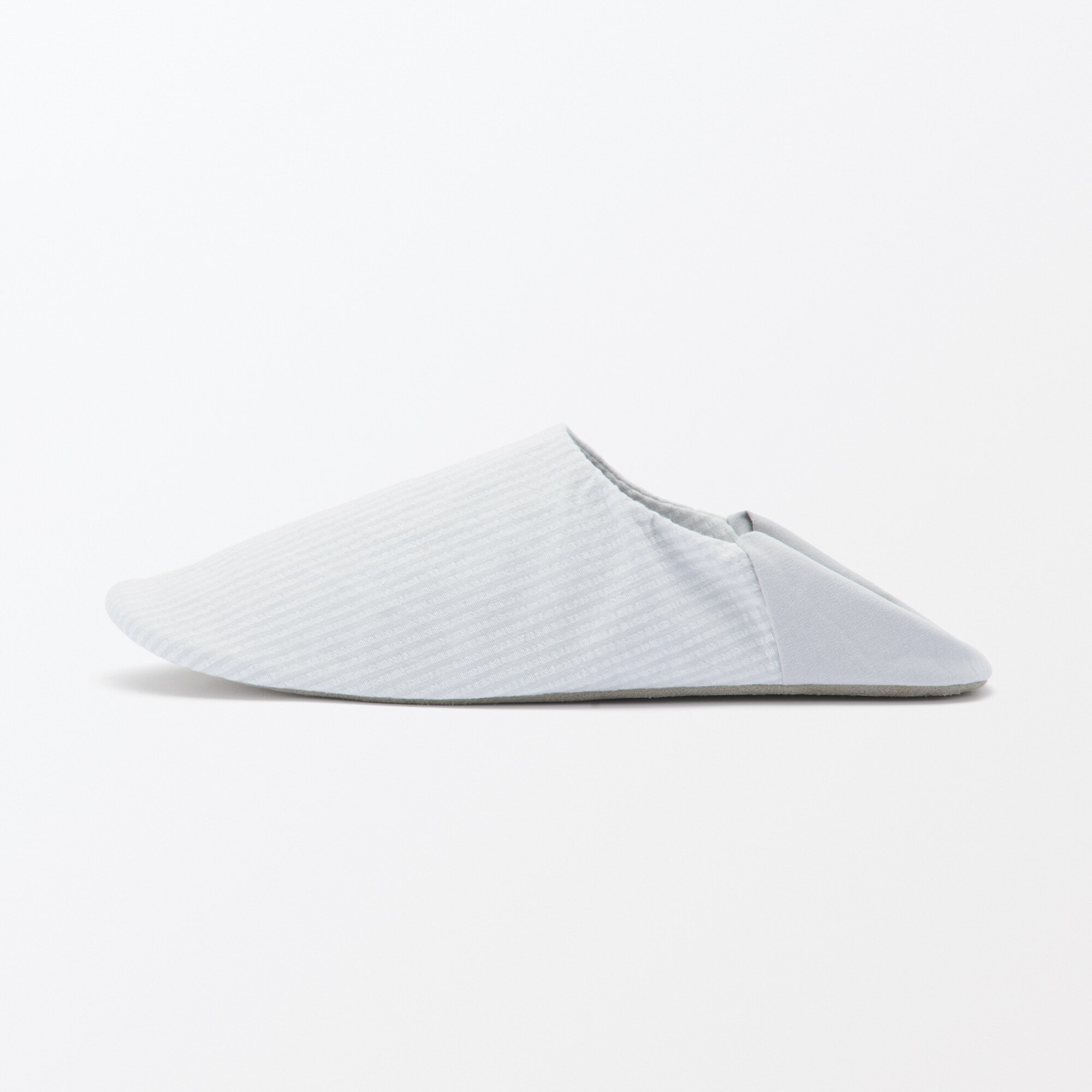 残反を使った　綿サッカー織バブーシュ