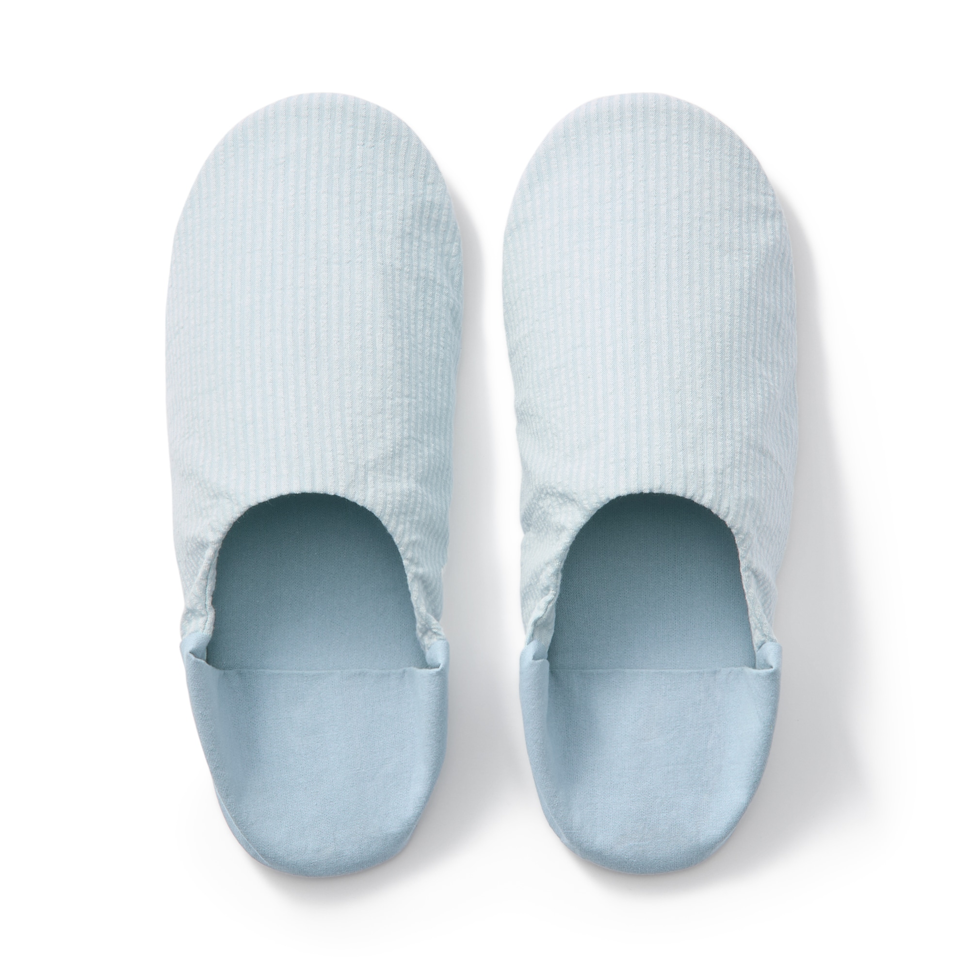 残反を使った　綿サッカー織バブーシュ