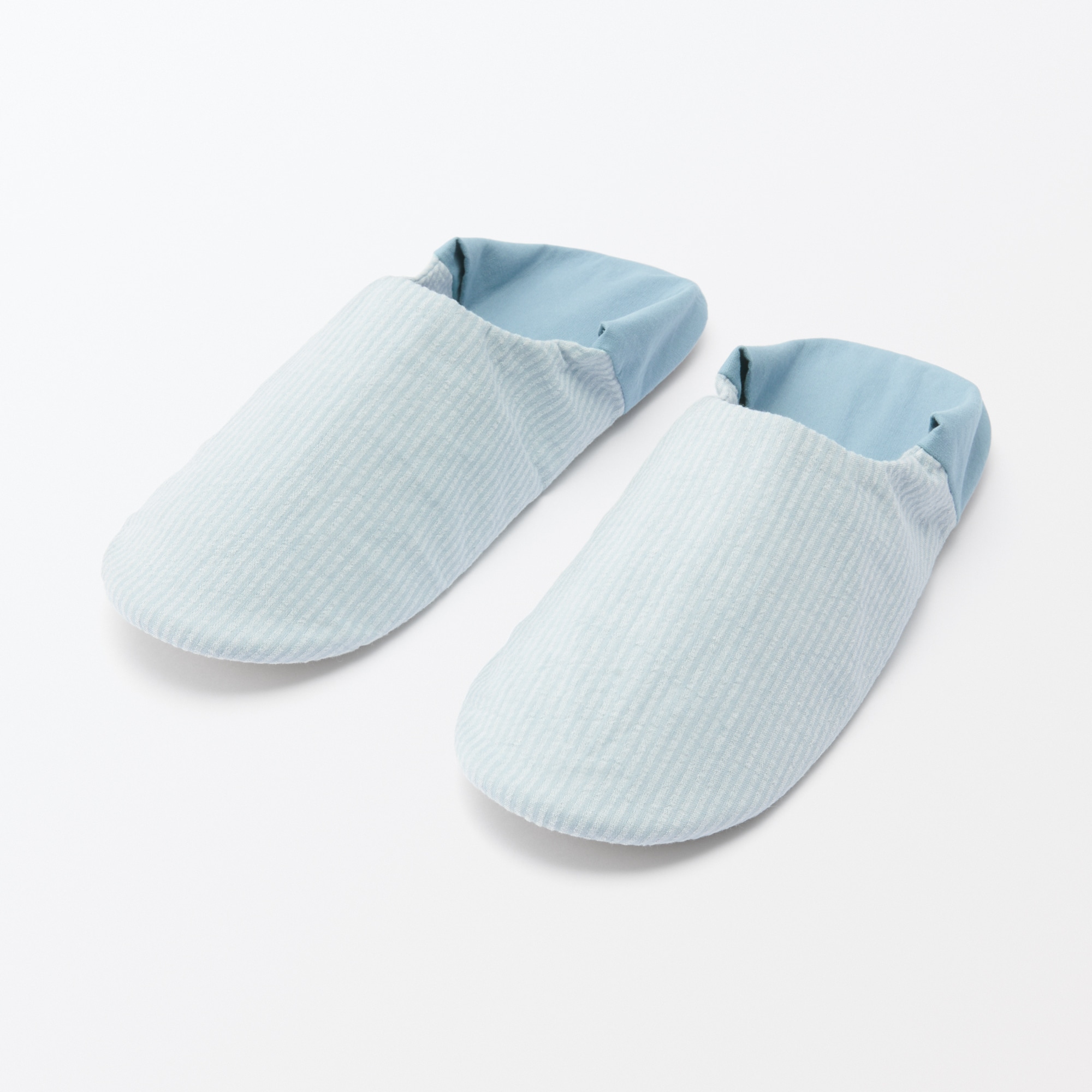 残反を使った　綿サッカー織バブーシュ