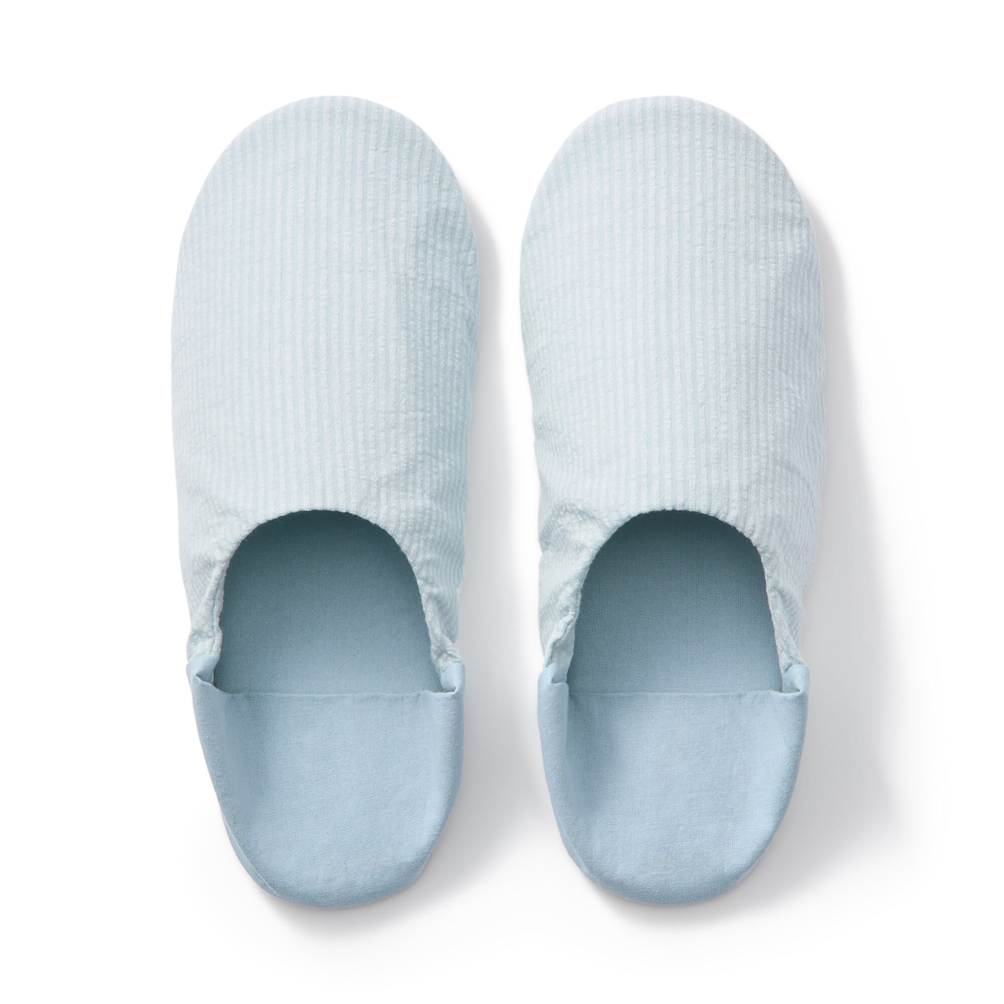 残反を使った　綿サッカー織バブーシュ