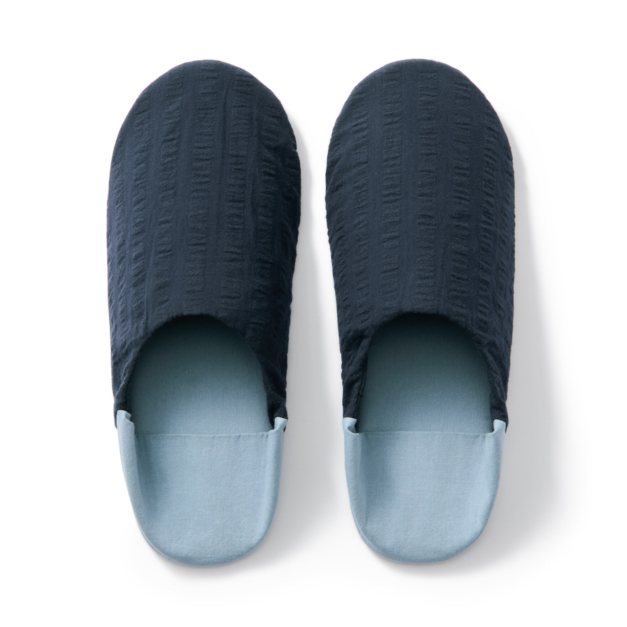 残反を使った　綿サッカー織バブーシュ