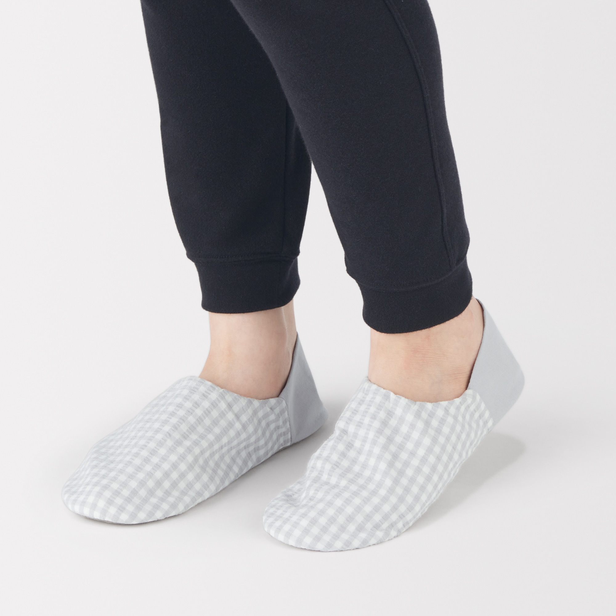 残反を使った　綿サッカー織バブーシュ