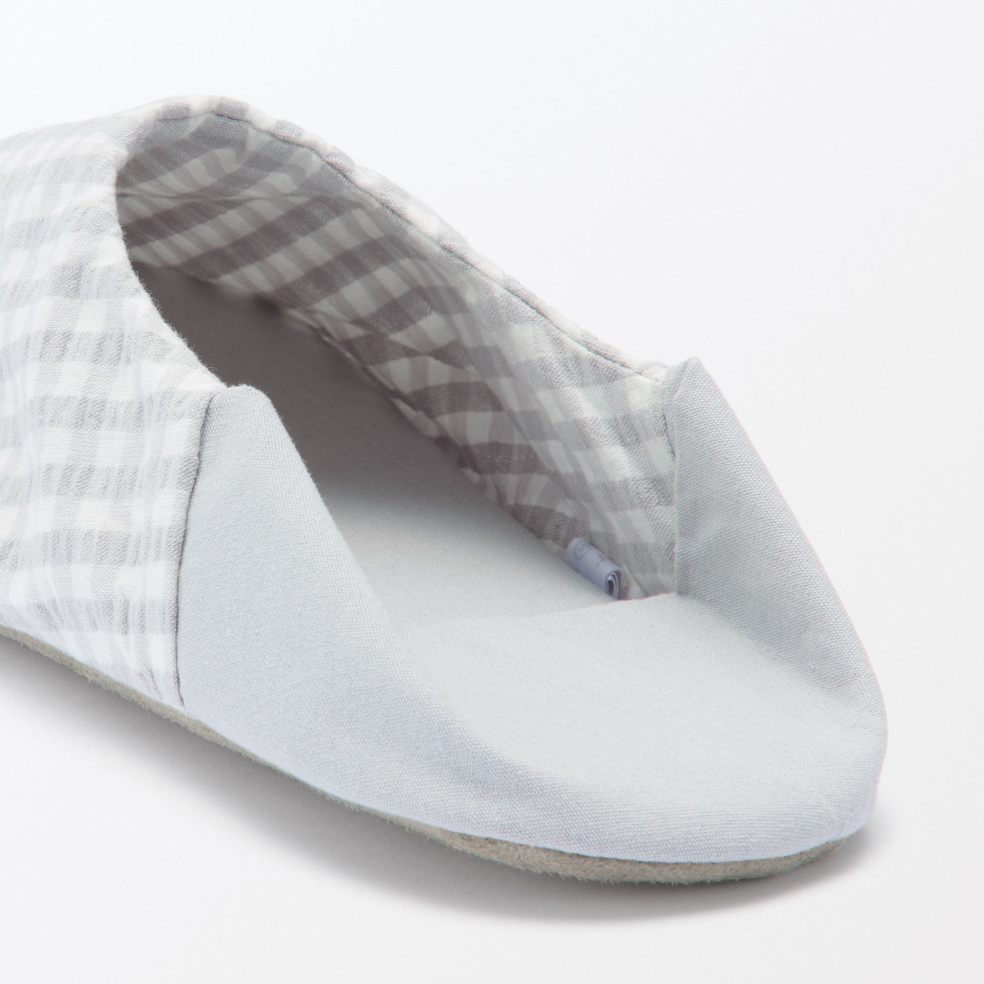 残反を使った　綿サッカー織バブーシュ