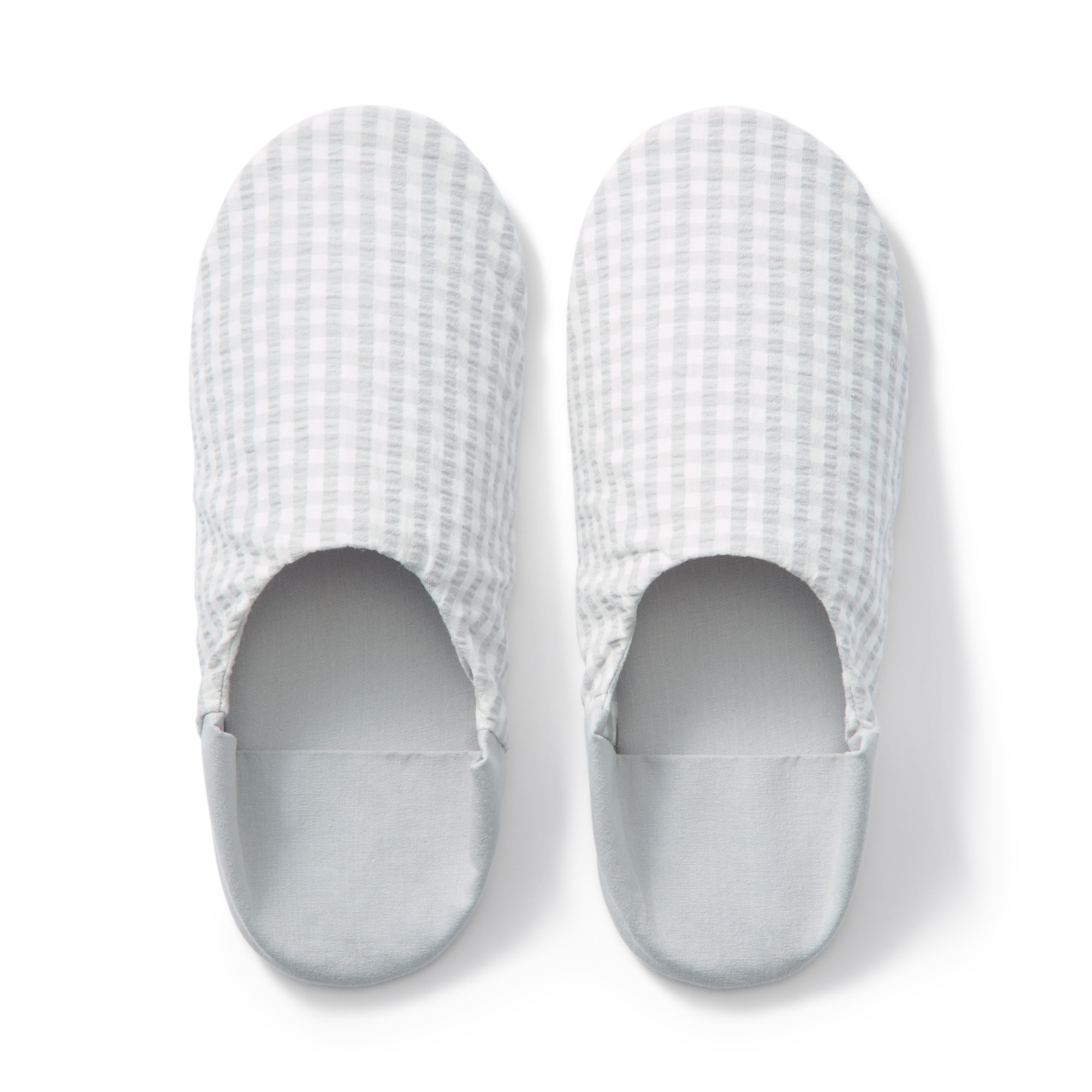 残反を使った　綿サッカー織バブーシュ