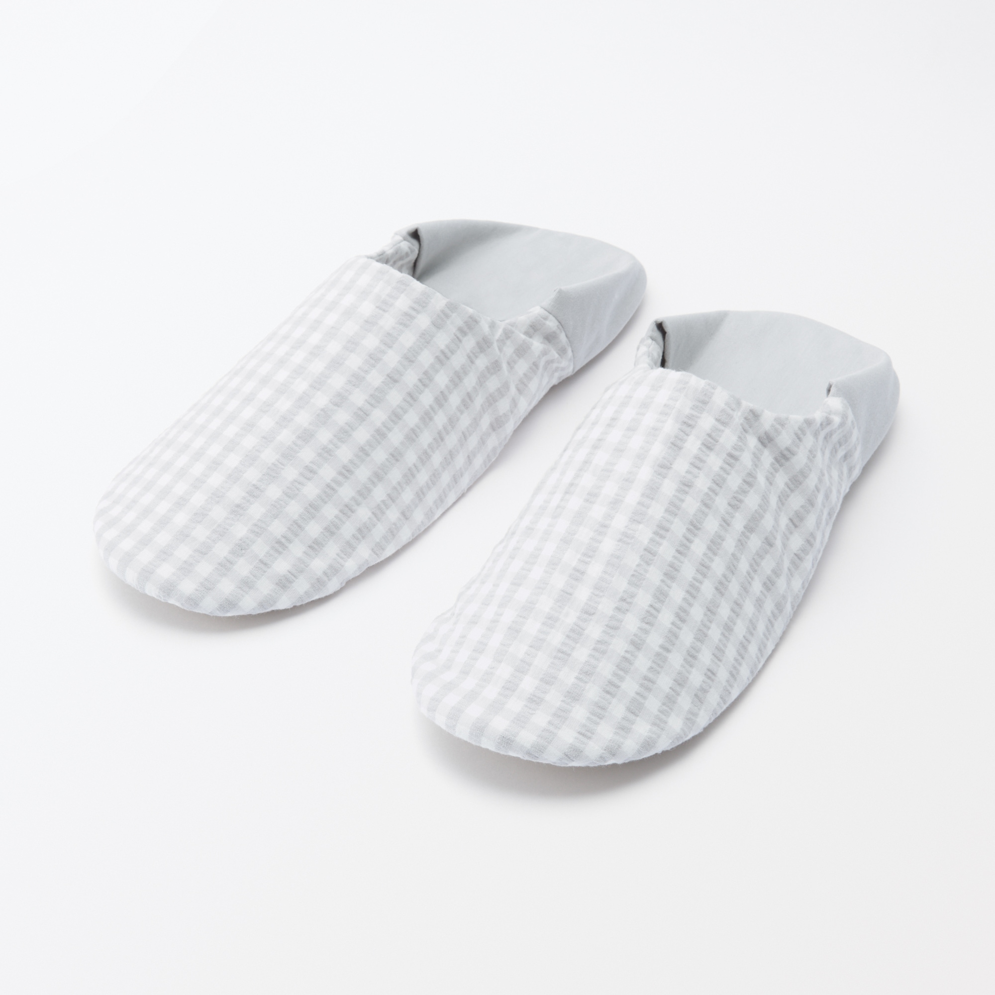 残反を使った　綿サッカー織バブーシュ