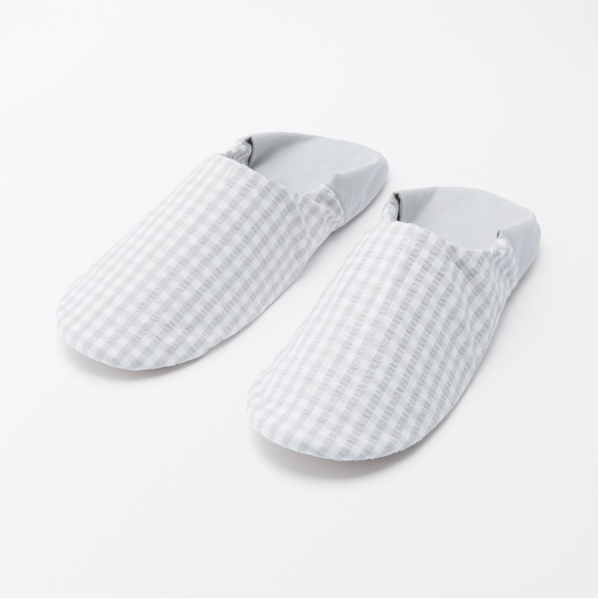 残反を使った　綿サッカー織バブーシュ