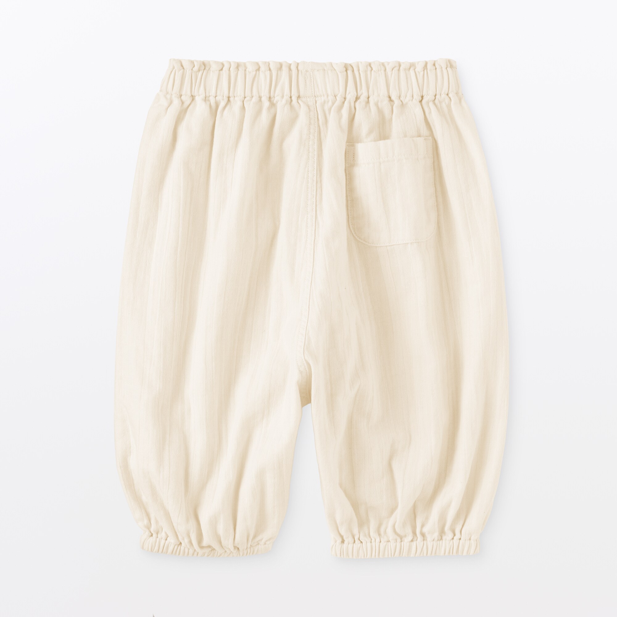 ベビー　おなかすっぽり楊柳ガーゼ七分丈パンツ