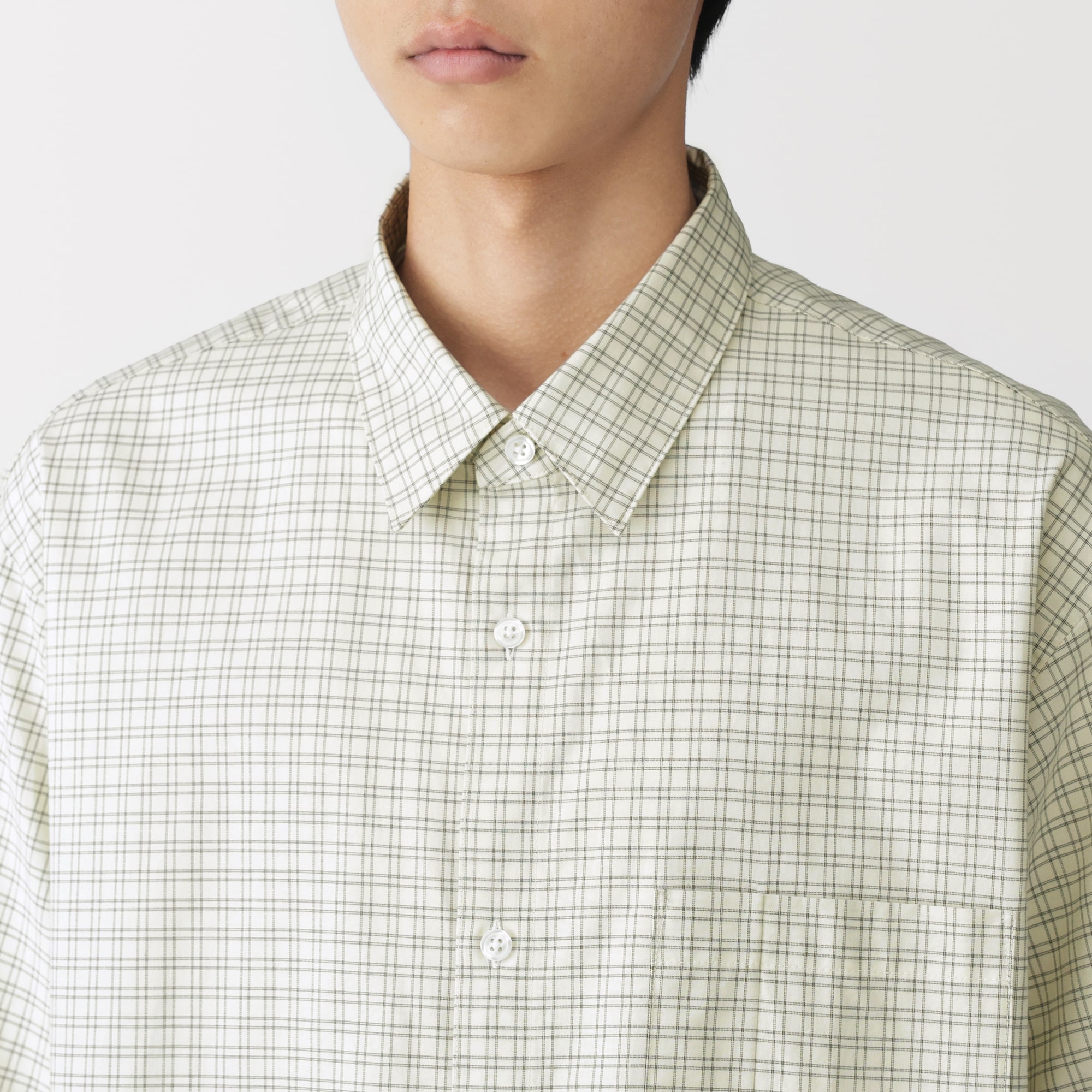 紳士　洗いざらしブロード半袖オーバーシャツ