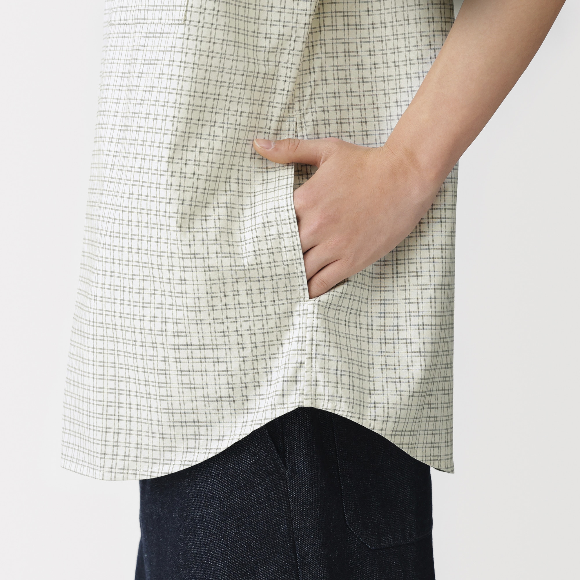 紳士　洗いざらしブロード半袖オーバーシャツ