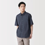 紳士　洗いざらしブロード半袖オーバーシャツ