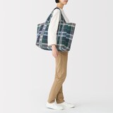 マドラスチェック　キルトバッグ　大