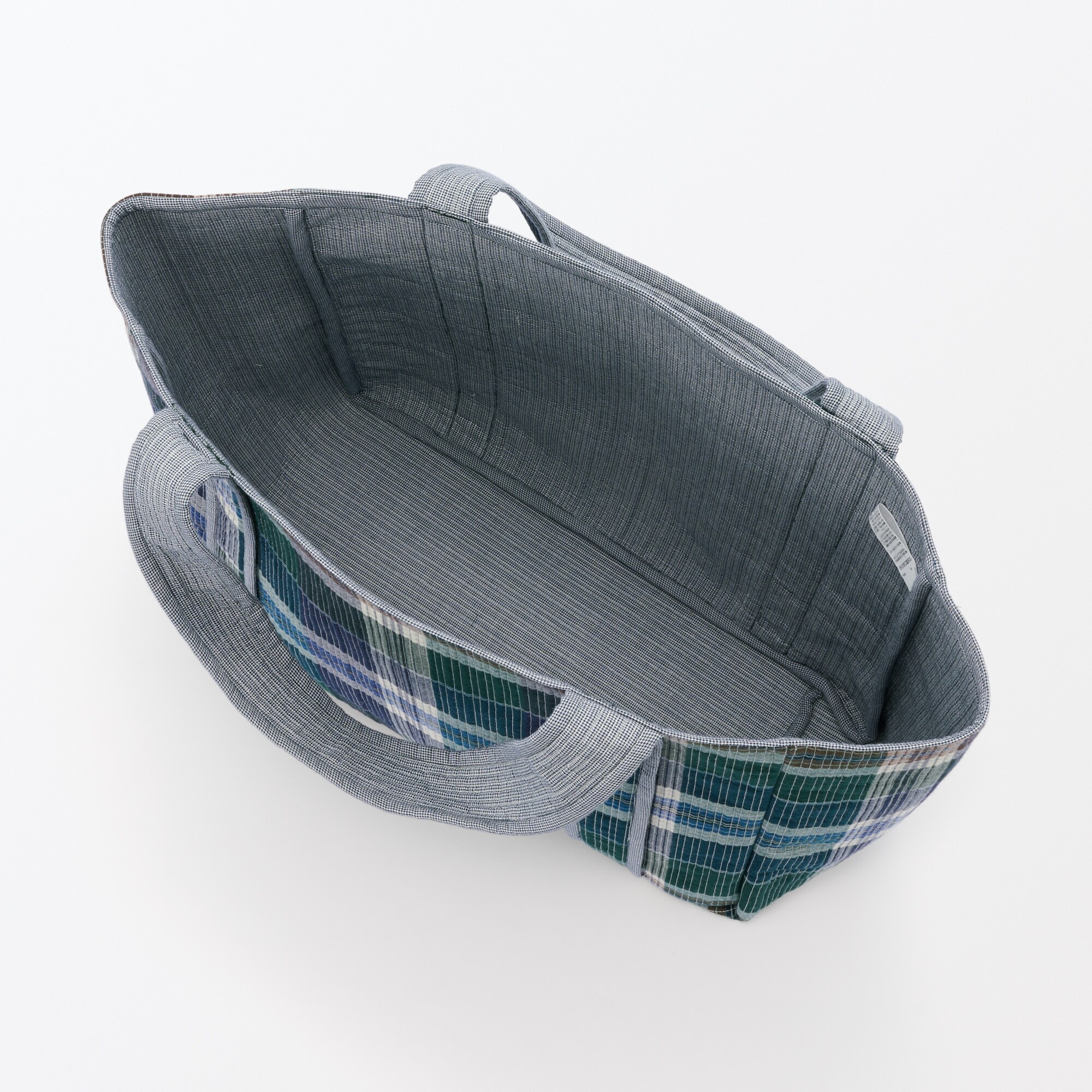 マドラスチェック　キルトバッグ　大