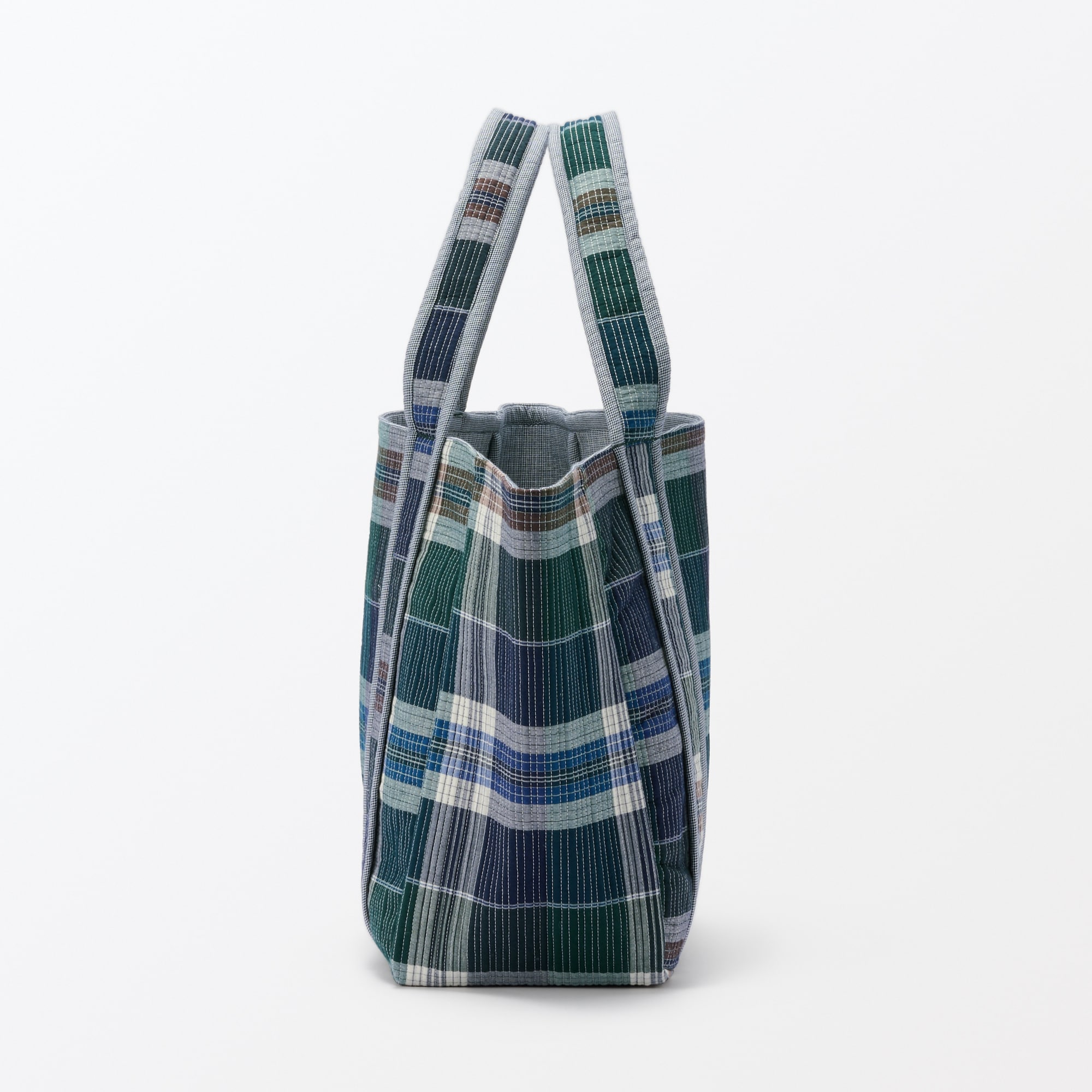 マドラスチェック キルトバッグ 大 | 無印良品