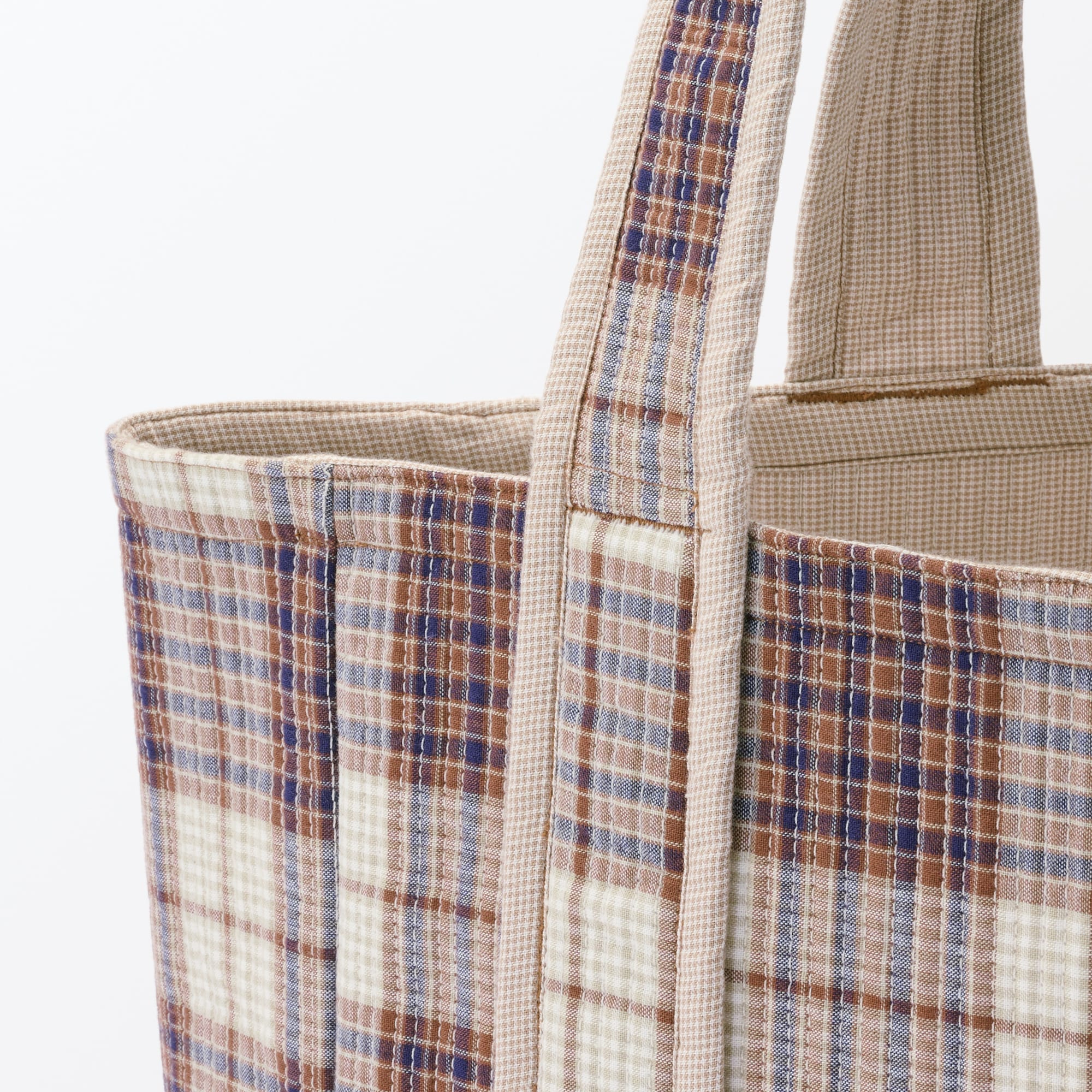 マドラスチェック　キルトバッグ　中