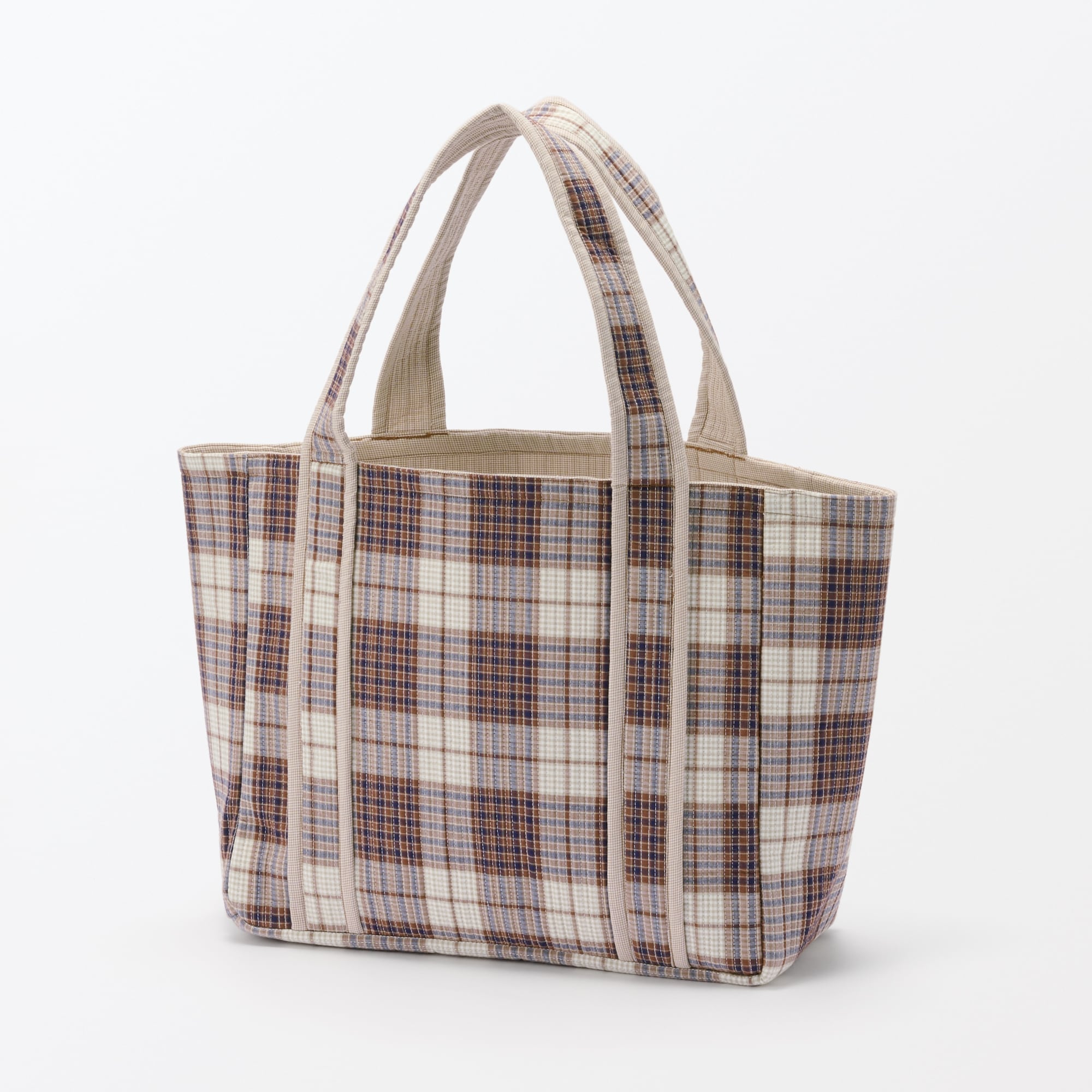 マドラスチェック　キルトバッグ　中