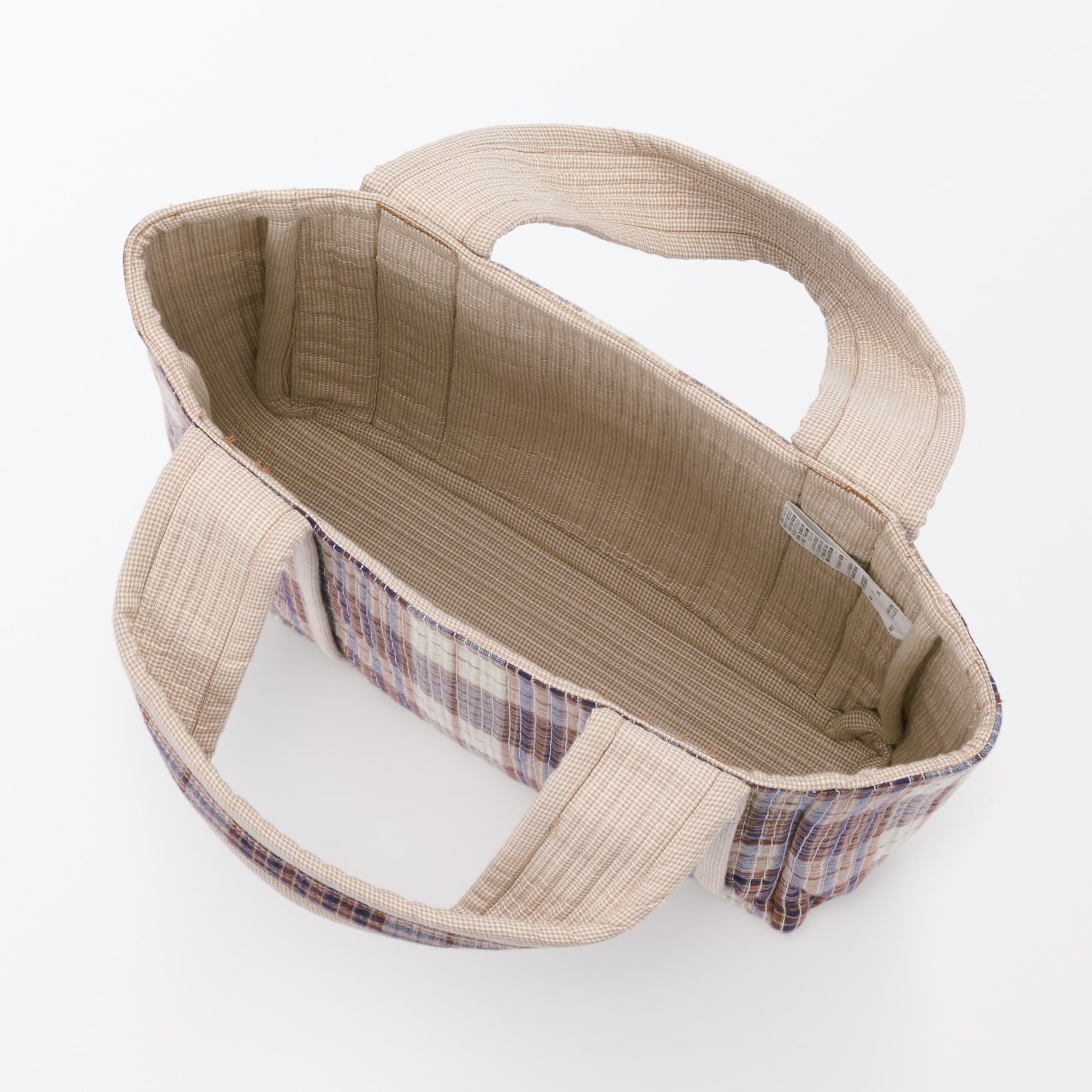 マドラスチェック　キルトバッグ　小