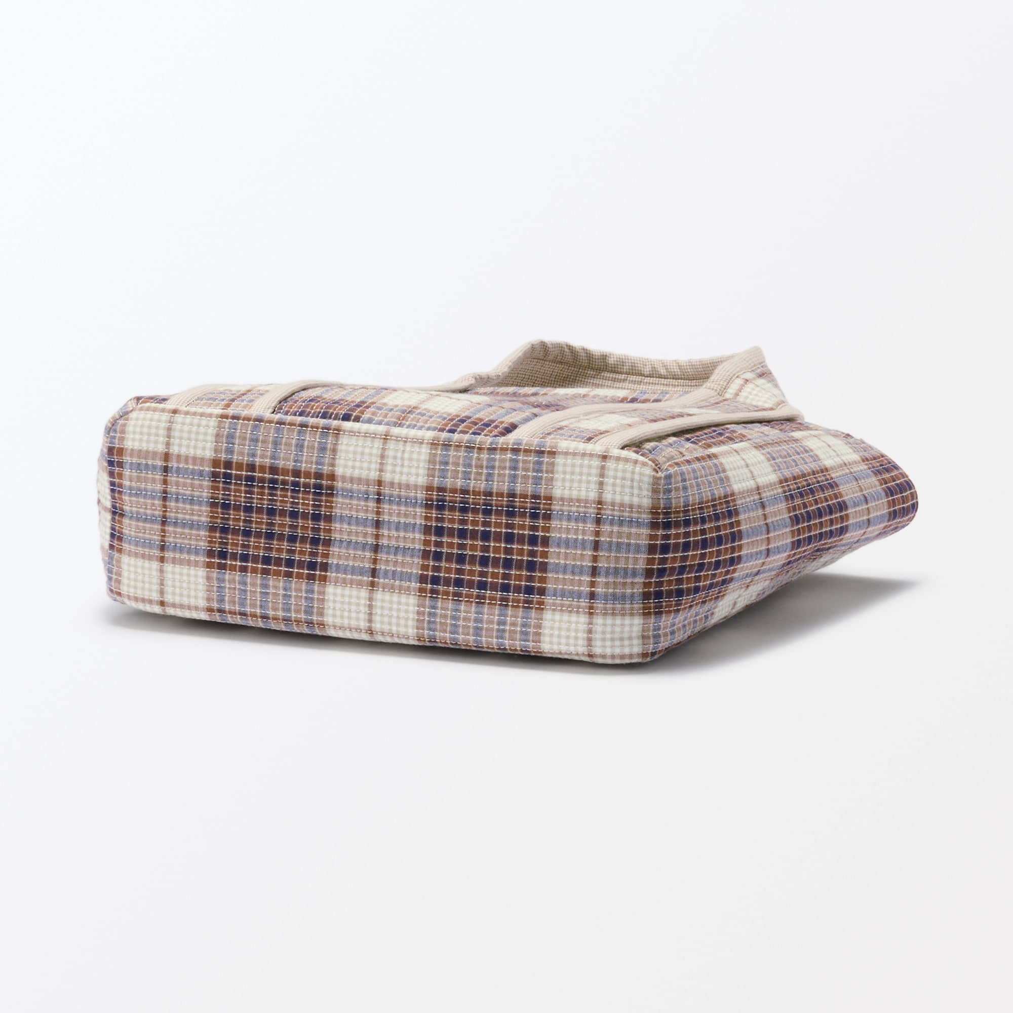 マドラスチェック　キルトバッグ　小