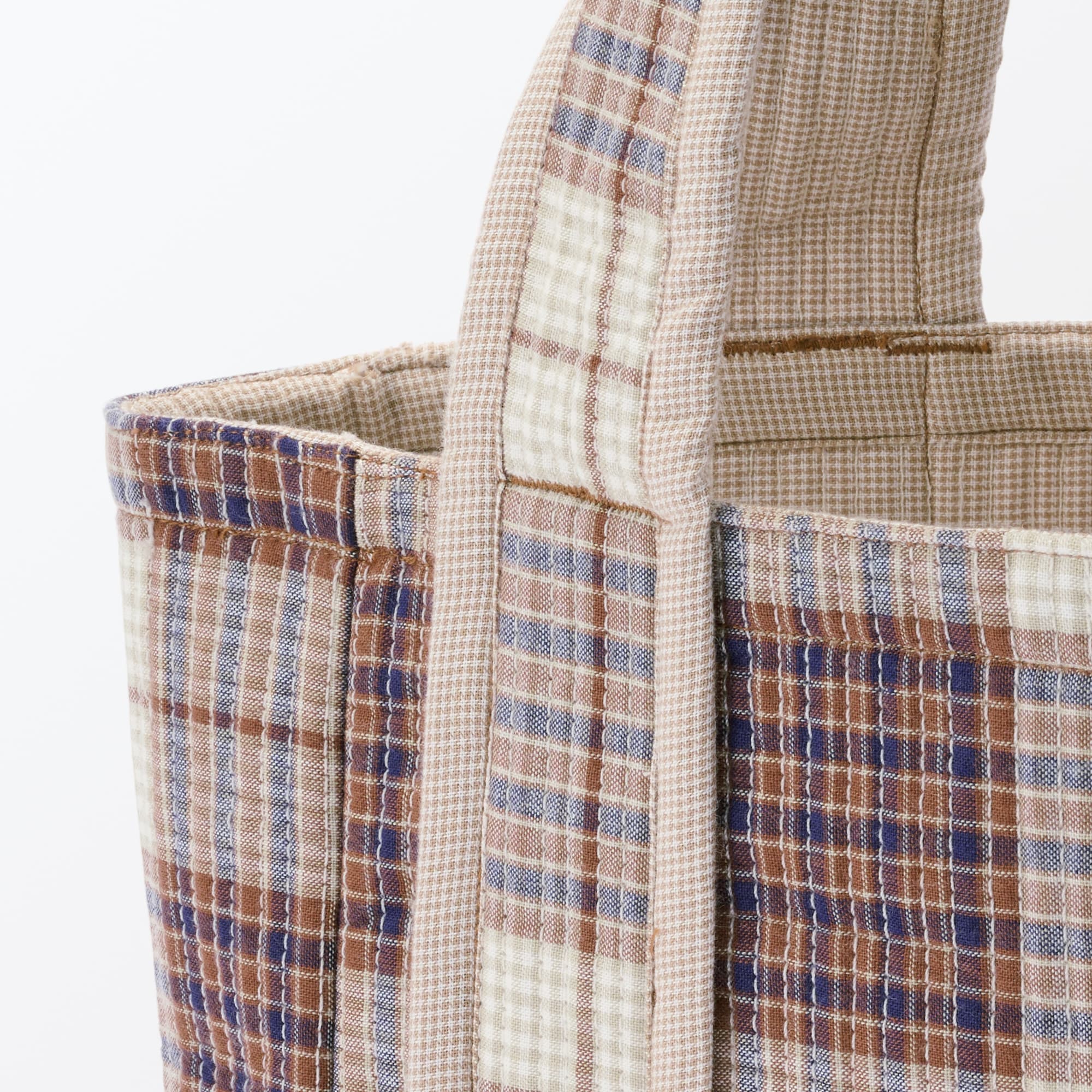 マドラスチェック　キルトバッグ　小