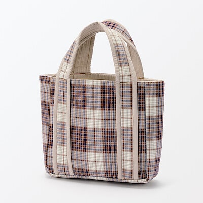 マドラスチェック　キルトバッグ　小