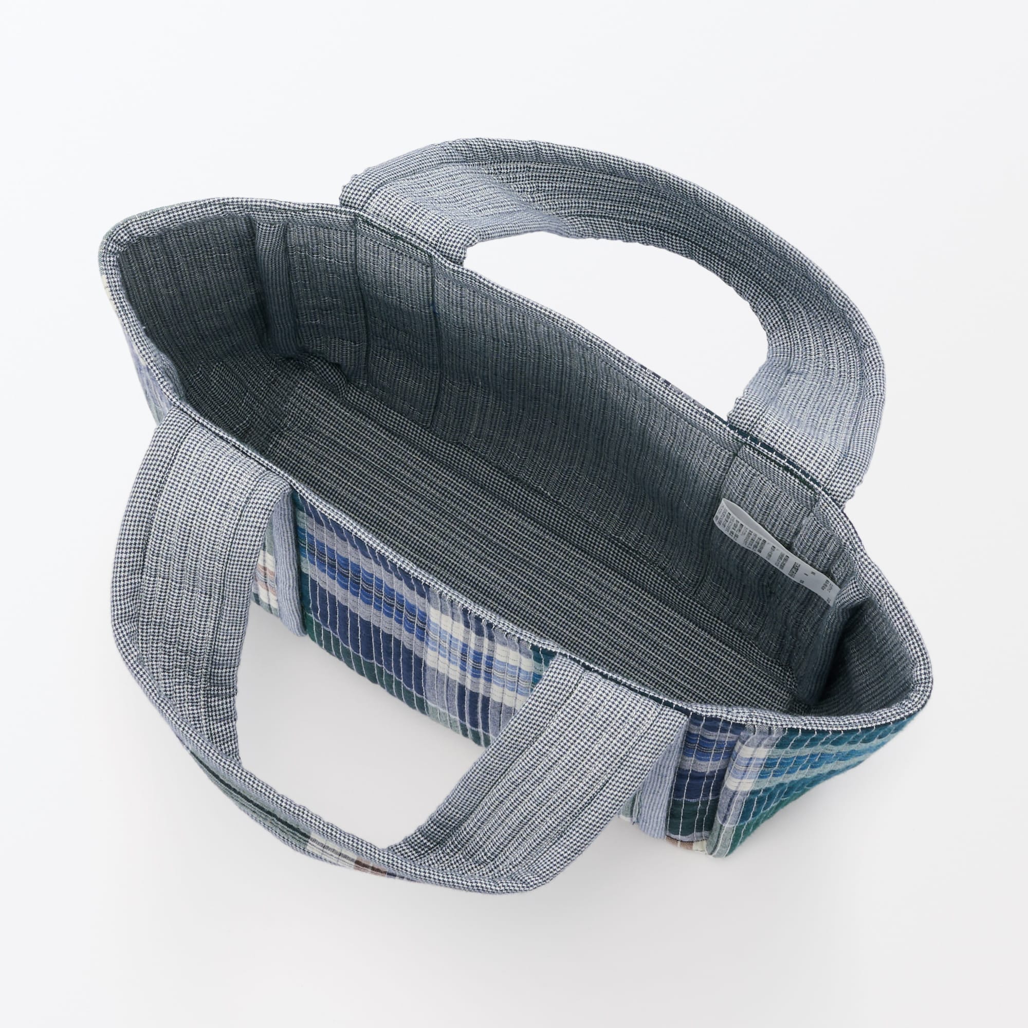 マドラスチェック　キルトバッグ　小