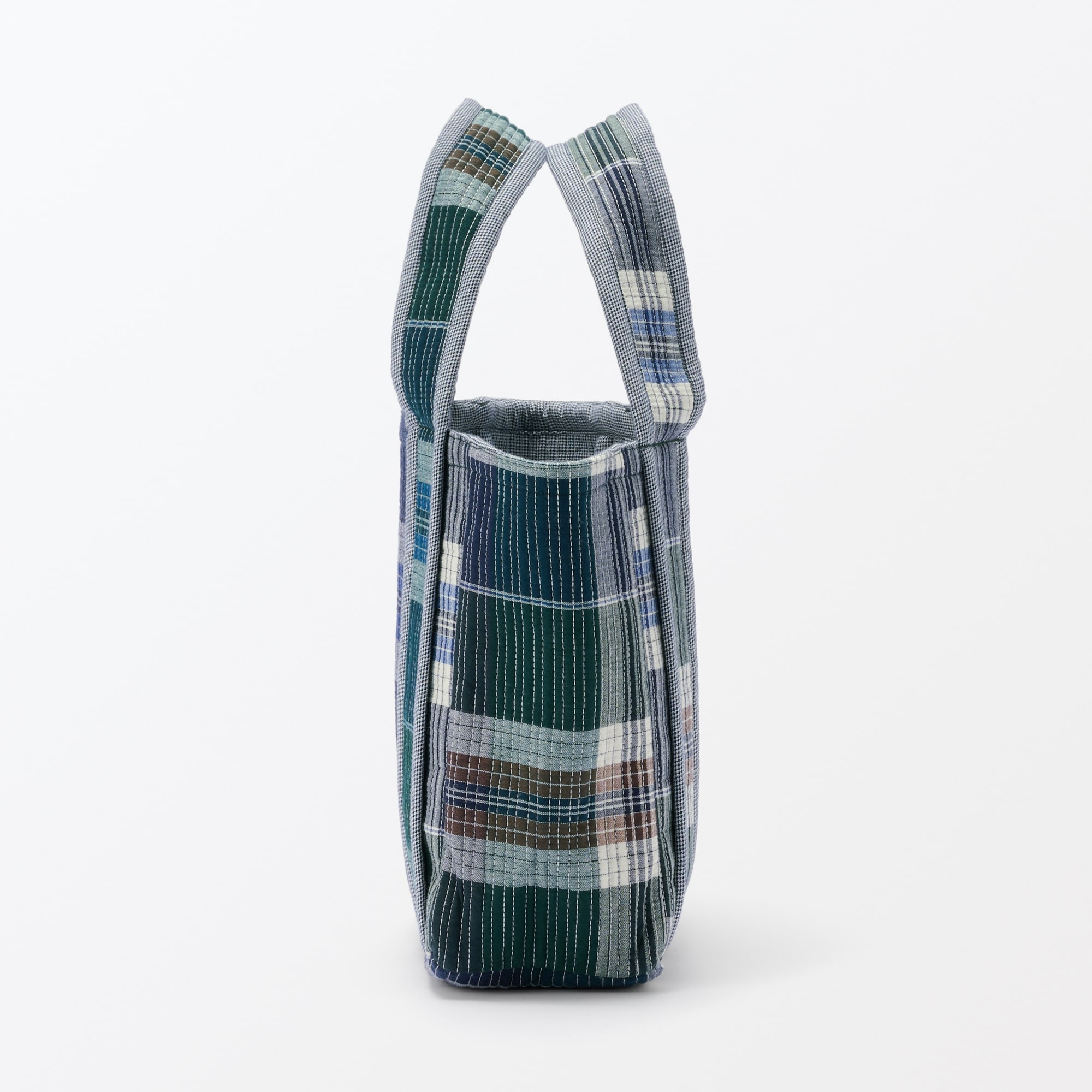 マドラスチェック　キルトバッグ　小