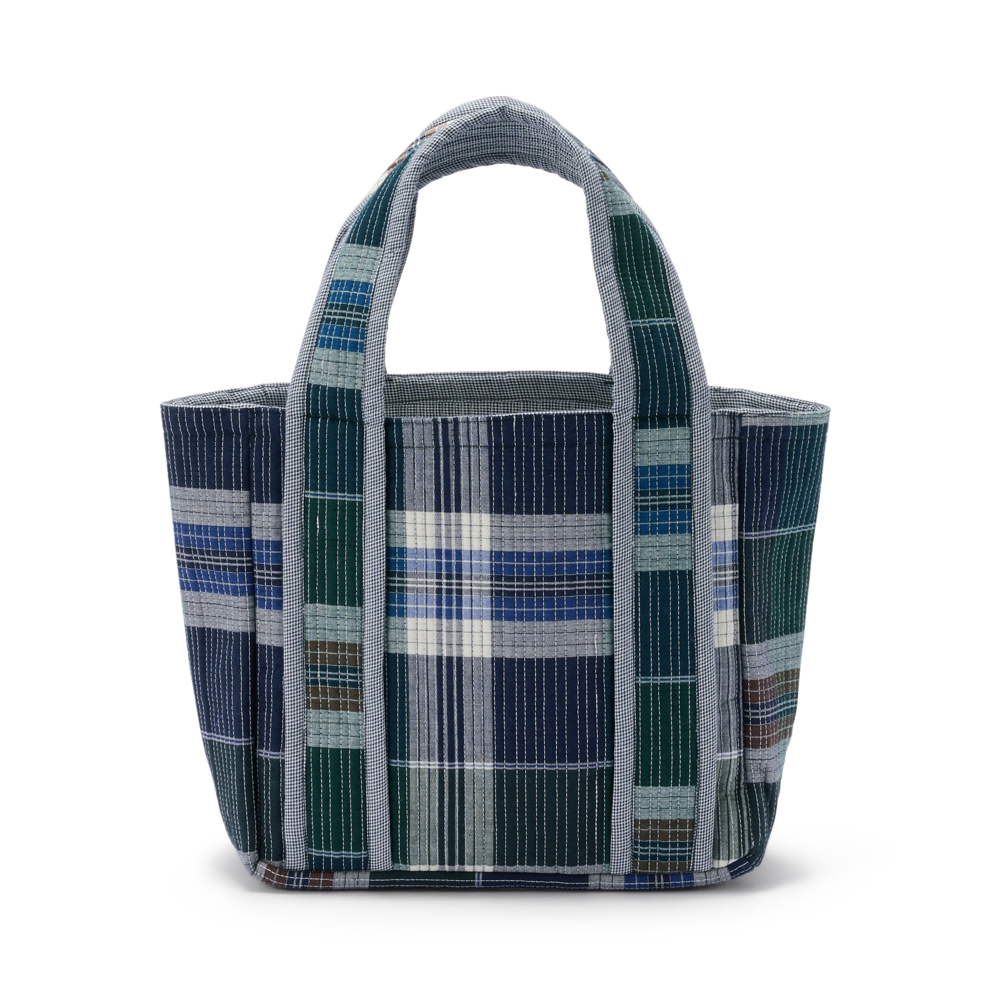 マドラスチェック　キルトバッグ　小