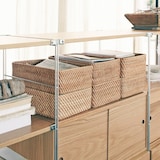 重なるラタン長方形バスケット　小