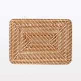 重なるラタン長方形バスケット用フタ