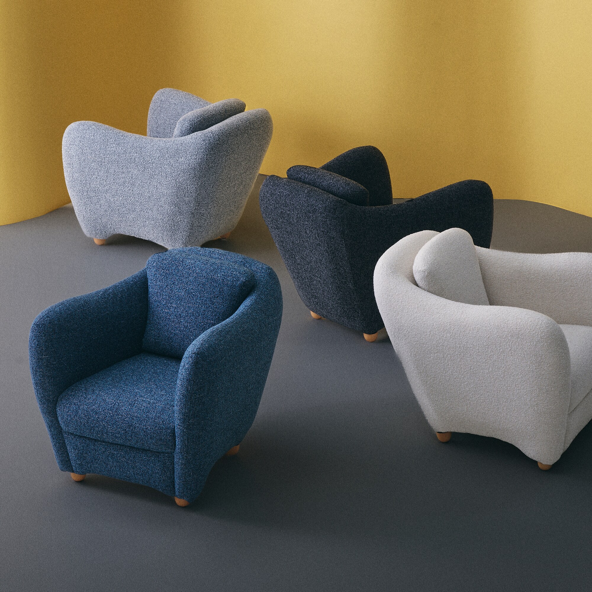 【値下げ】無印良品×IDÉE　一人掛けソファ　MINI MILLER ARM CHAIR　青 IDEE］MINI MILLER ARM CHAIR BOUCLE