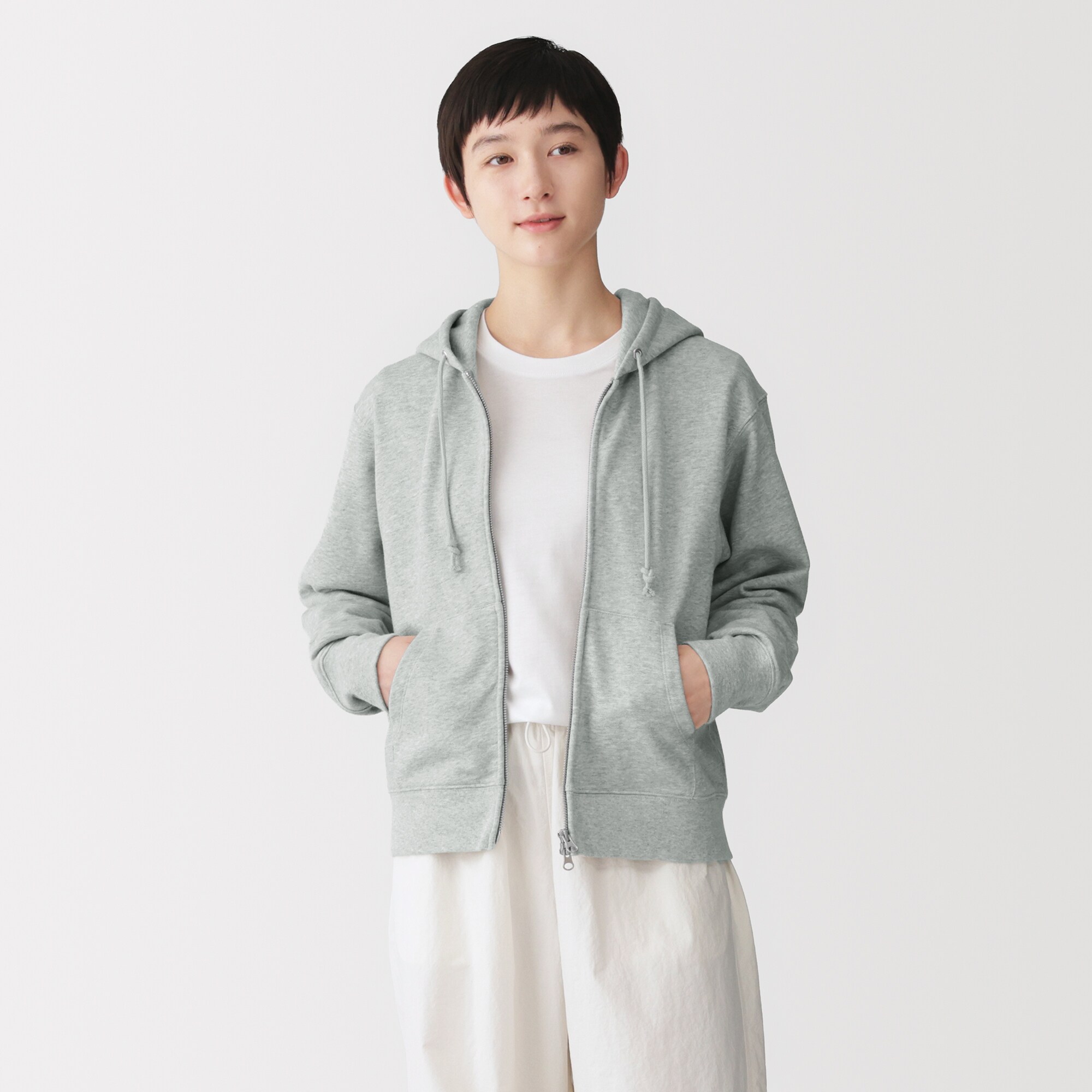 婦人　裏毛スウェットフルジップパーカ