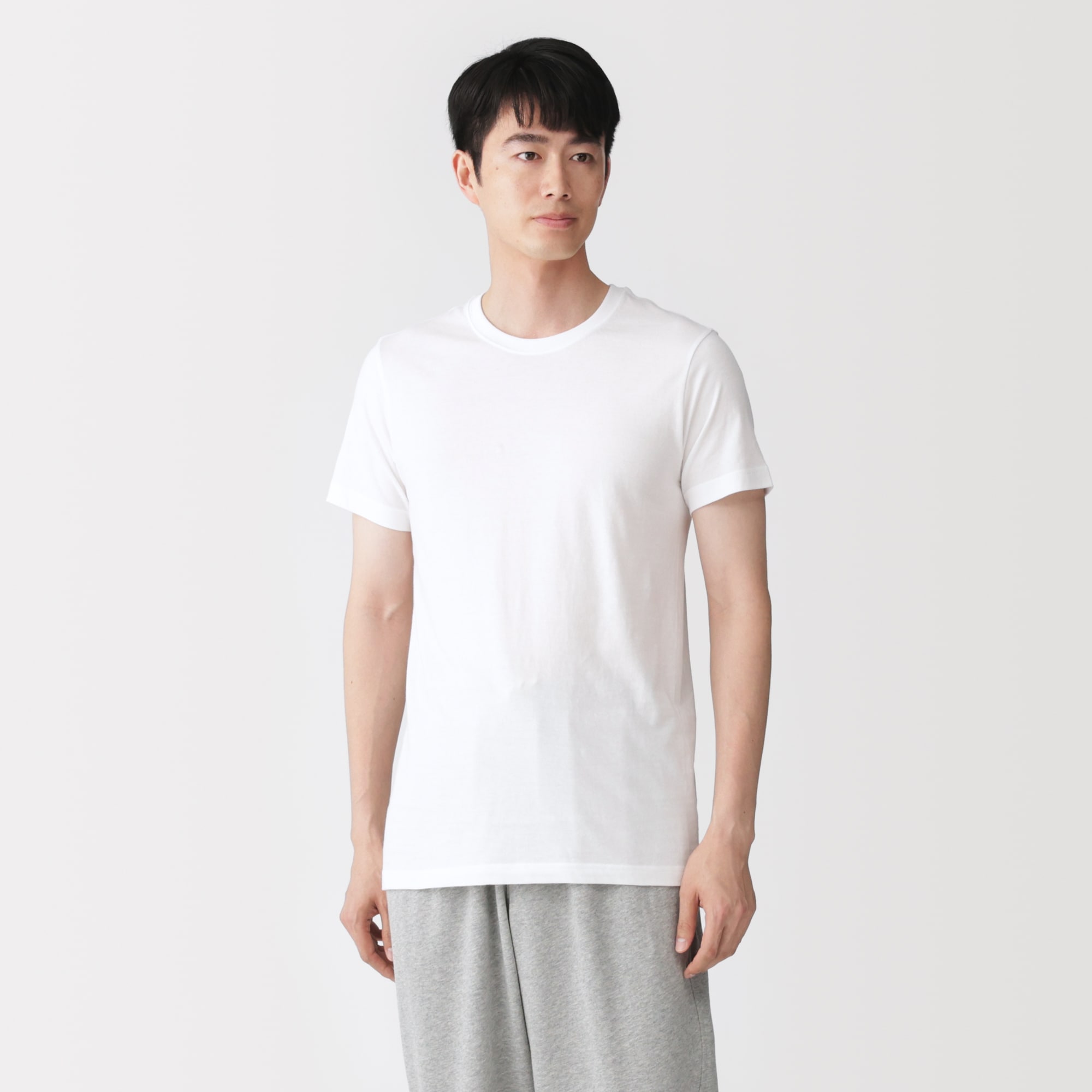 紳士　脇に縫い目のない　２枚組　クルーネック半袖Ｔシャツ