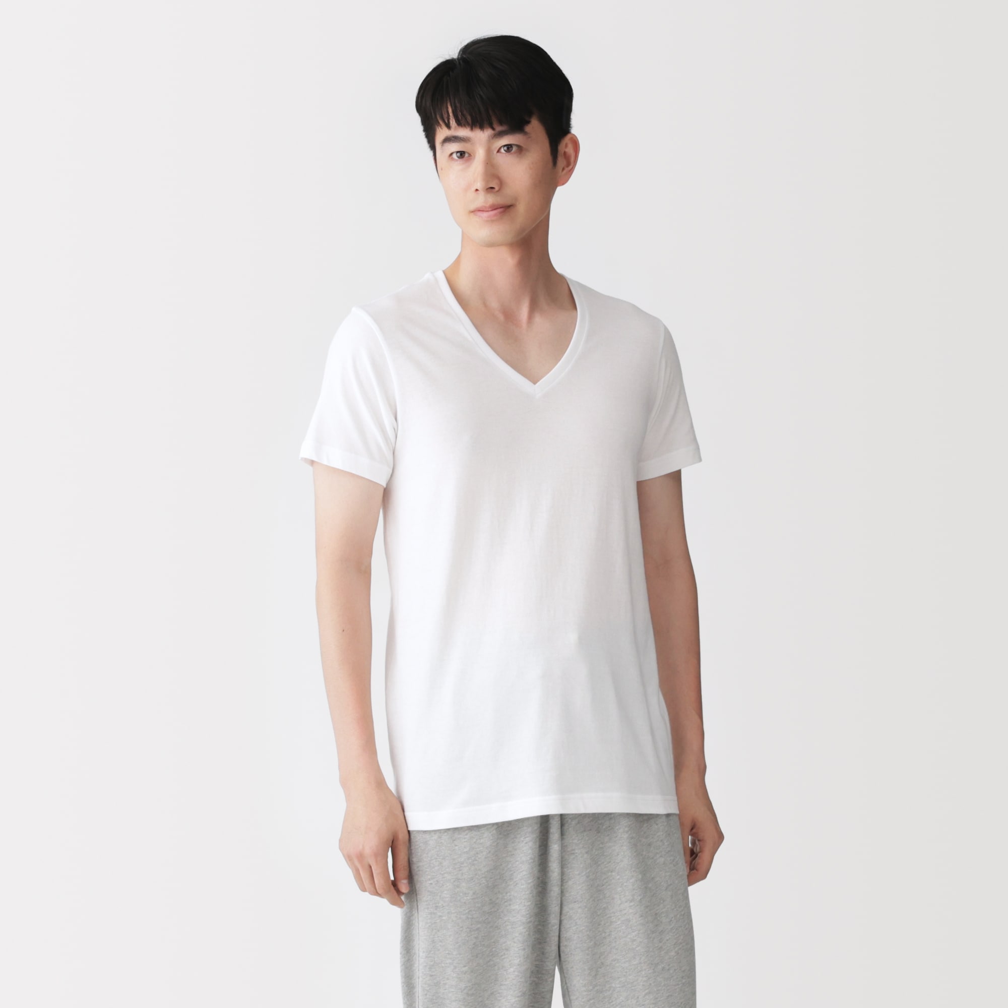 紳士　脇に縫い目のない　２枚組　Ｖネック半袖Ｔシャツ