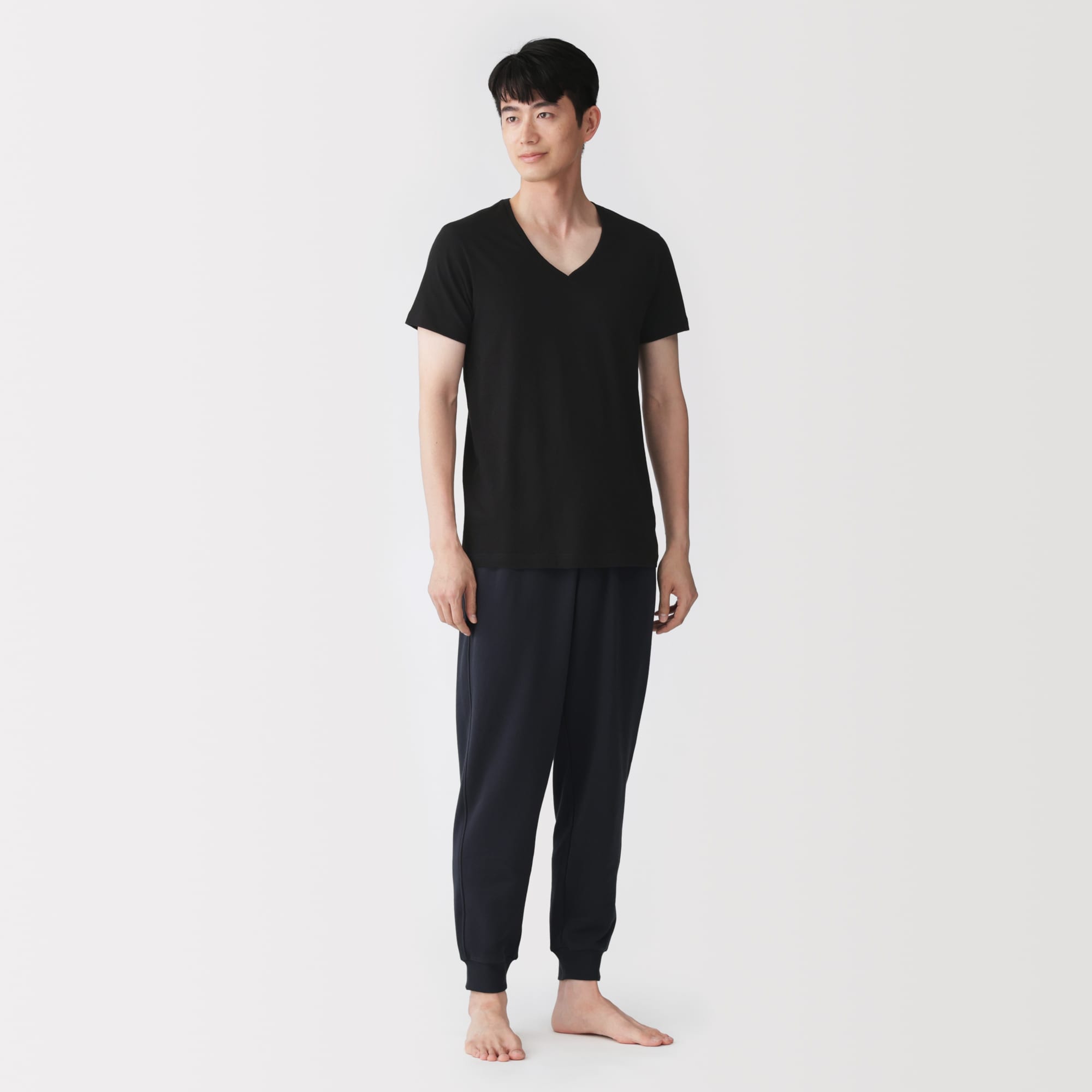 紳士　脇に縫い目のない　２枚組　Ｖネック半袖Ｔシャツ