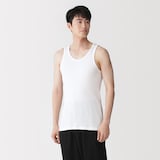 紳士　脇に縫い目のない　２枚組み　リブ編みタンクトップ