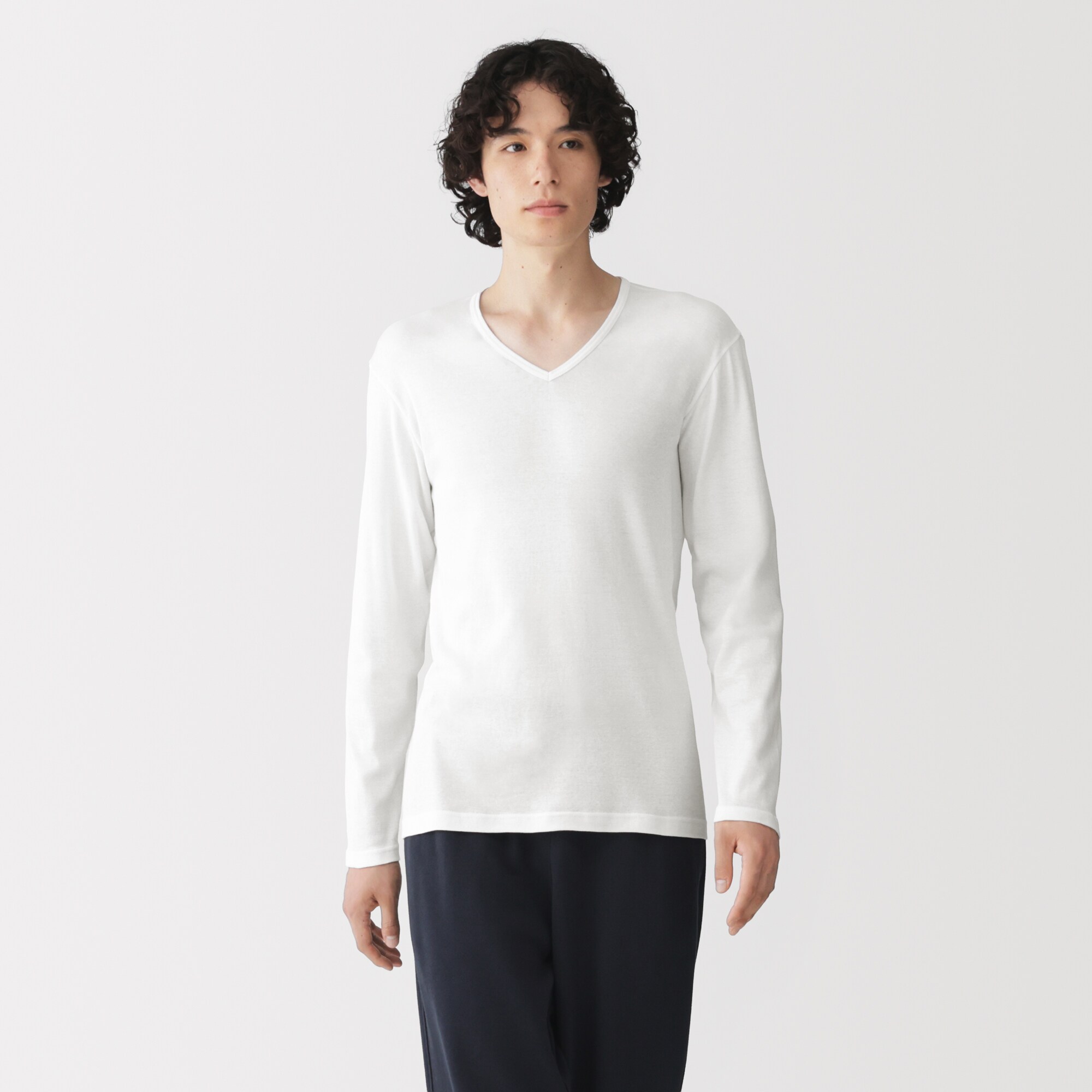 紳士　あったか綿　Ｖネック長袖Ｔシャツ