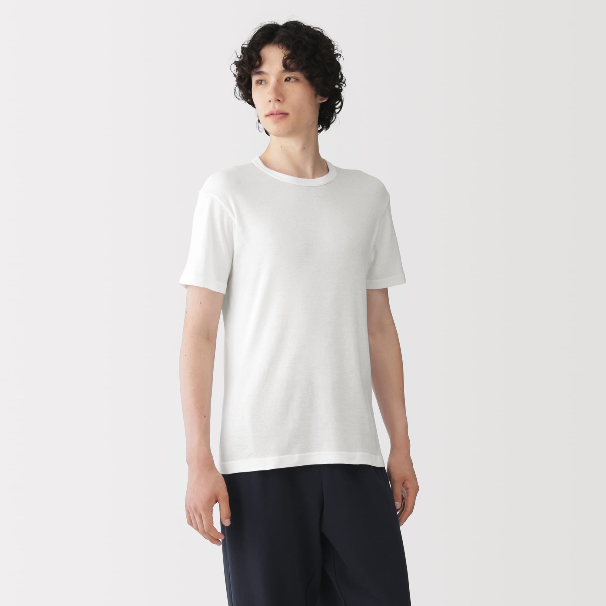 紳士　あったか綿　クルーネック半袖Ｔシャツ