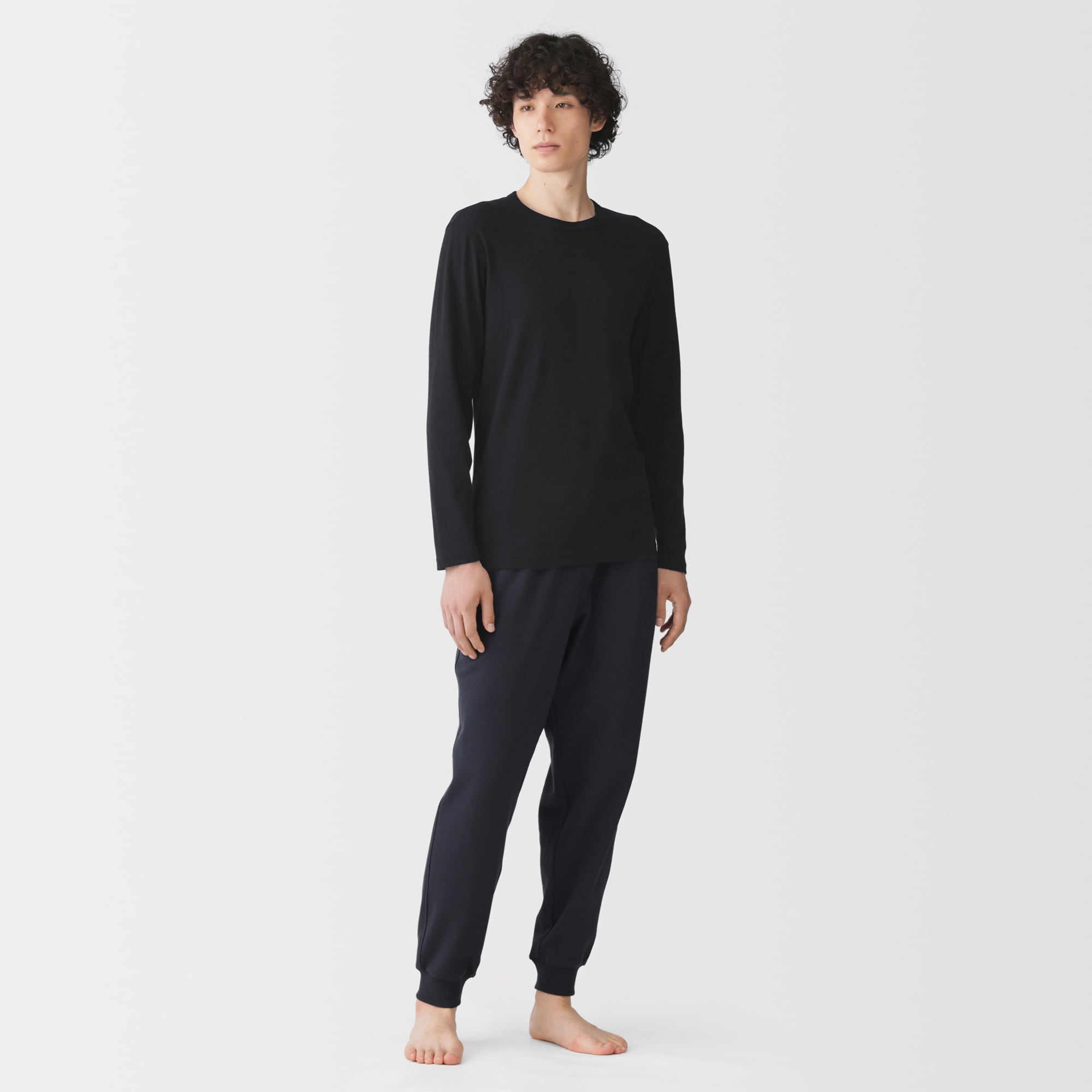 紳士　あったか綿　クルーネック長袖Ｔシャツ