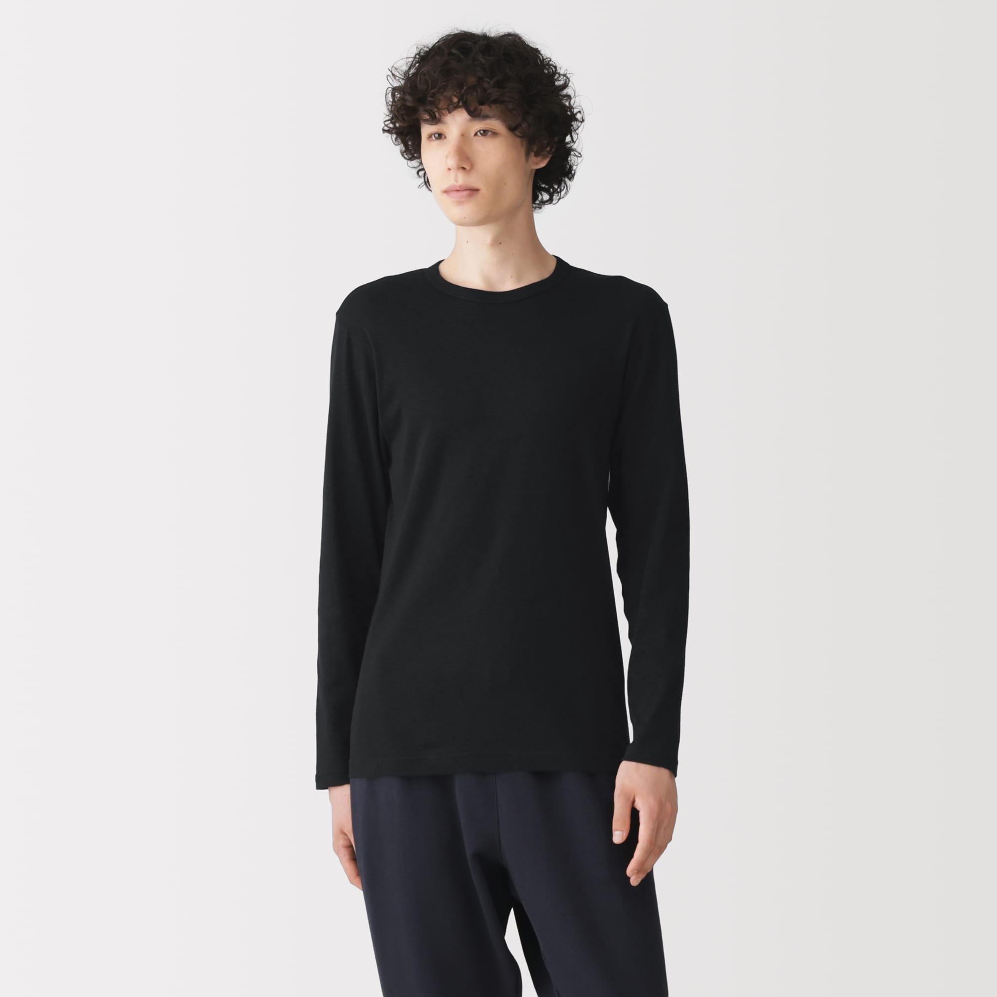 紳士　あったか綿　クルーネック長袖Ｔシャツ