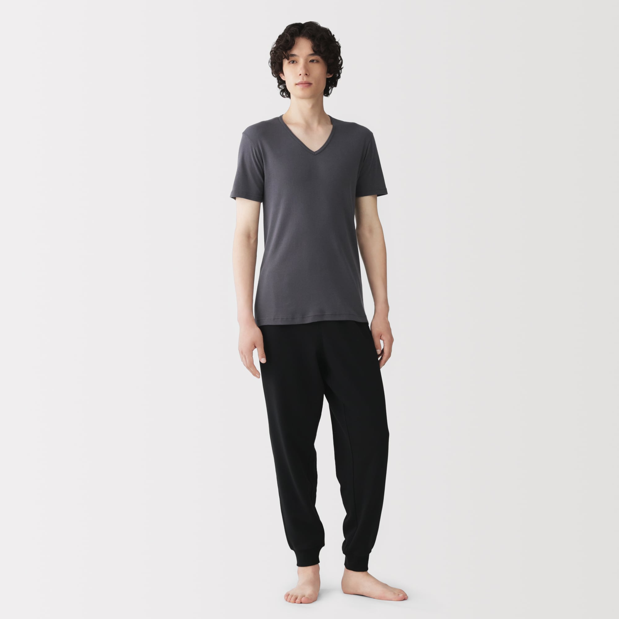 紳士　あったか綿　Ｖネック半袖Ｔシャツ
