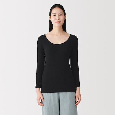 婦人　あったか綿　Ｕネック八分袖Ｔシャツ