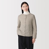 婦人　軽量ダウンポケッタブルノーカラージャケット