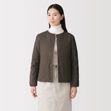 婦人　軽量ダウンポケッタブルノーカラージャケット