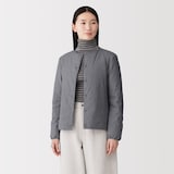婦人　軽量ダウンポケッタブルノーカラージャケット