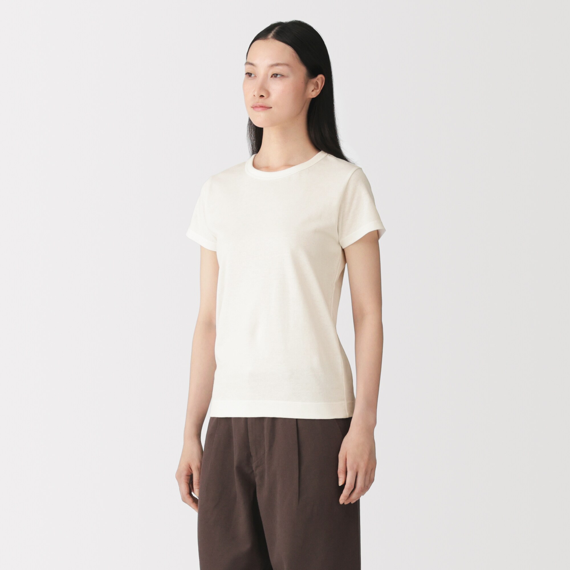 婦人　リネン混半袖Ｔシャツ