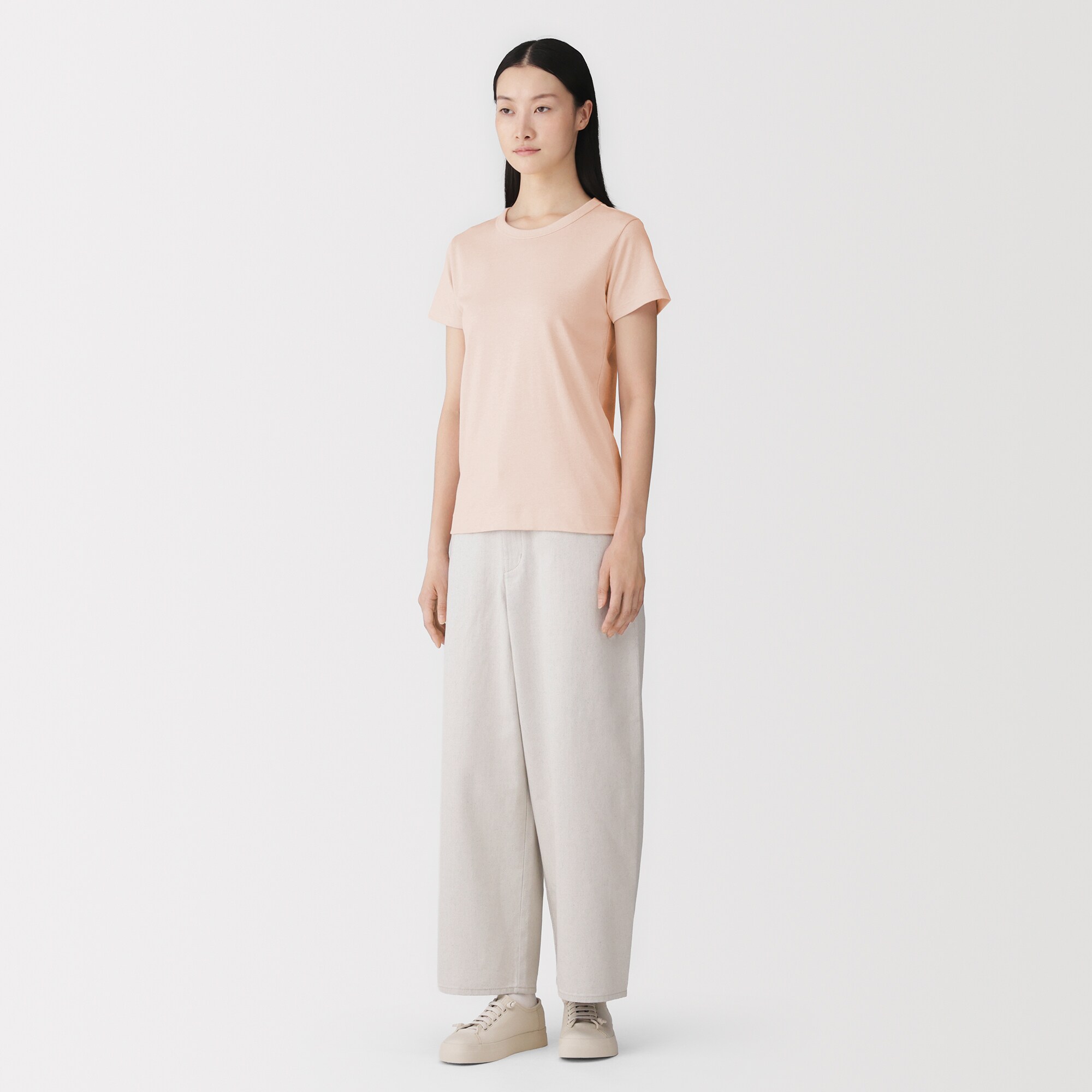 婦人　リネン混半袖Ｔシャツ
