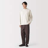 紳士　昔ながらの紡績機を使ったムラ糸モックネック長袖Ｔシャツ
