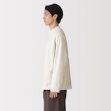 紳士　昔ながらの紡績機を使ったムラ糸モックネック長袖Ｔシャツ