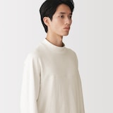 紳士　昔ながらの紡績機を使ったムラ糸モックネック長袖Ｔシャツ